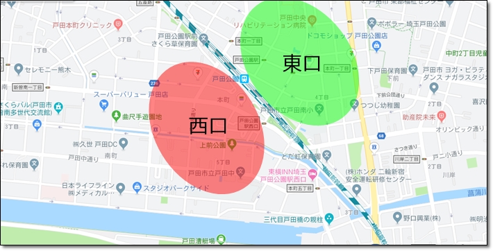 戸田公園Googleマップ